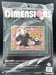 Dimensions Gentle Pandas Needlepoint Kit Mary Edith Jackson 2415 Wool - Picture 1 of 10
