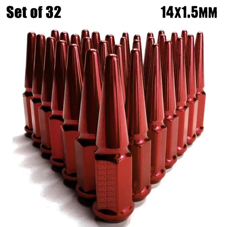 32 - КРАСНЫЕ стальные зажимные гайки с шипами 14x1,5 подходят для GMC K2500 K3500 Suburban GMT400 8RD2 - Изображение 1 из 4