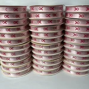 Breast Cancer Awareness Badge Ribbon Light Pink Dark Pink 3/8" 10 yards 36 Rolls - Picture 1 of 23