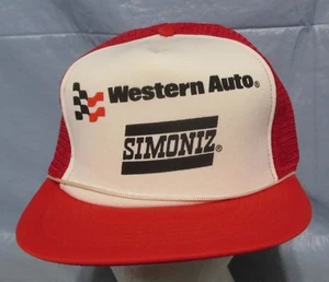 Vintage 1980s WESTERN AUTO SUPPLY STORE ADVERTISING RED Snapback Trucker Hat - Picture 1 of 5