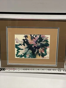 Framed Triple Matted Abstract Watercolor Watercolorist Linda Fisher (1994)-13x11 - Picture 1 of 12