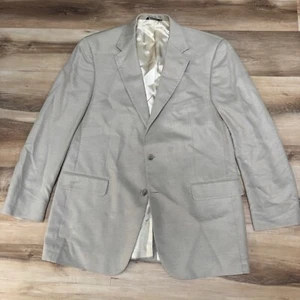 Brooks Brothers Blazer Mens 44L Sport Coat Wool Silk Linen 2 Button Khaki - Picture 1 of 14