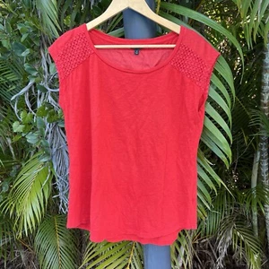 Talbots Top Women’s Medium Red Sleeveless Stretch T Shirt 100% Cotton Tee - Picture 1 of 8