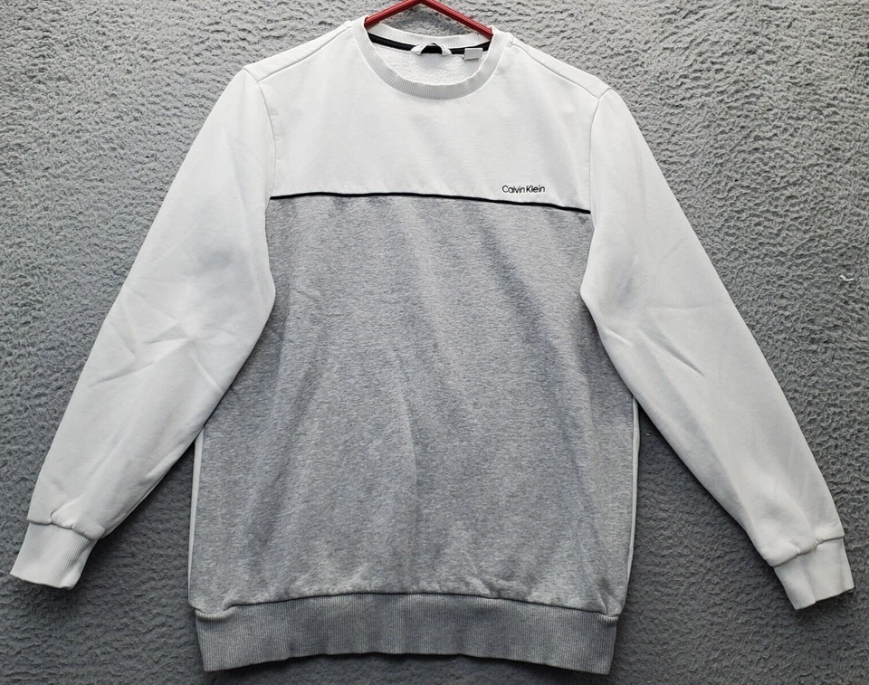 Calvin Klein 卫衣男式小号多羊毛衬里罗纹袖口和下摆圆领 — 第 1/4 张图片