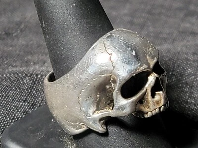 Anillo Deadringer Yorick the 1st Skull Plata de Ley Anatómico Detallado Disco 18k Foto 1 de 4