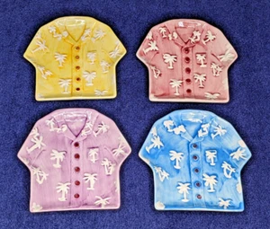 Plates Dessert Salad Appetizer Tiki Shirt Hawaiian Ceramic 7 x 7" EUC - Imagen 1 de 7