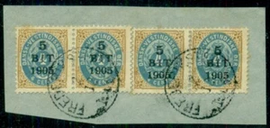 INDIAS OCCIDENTALES DANESAS #40 (29) 5 BITS 1902 embalaje original, tira 4 atadas Frederiksted en pieza - Imagen 1 de 1