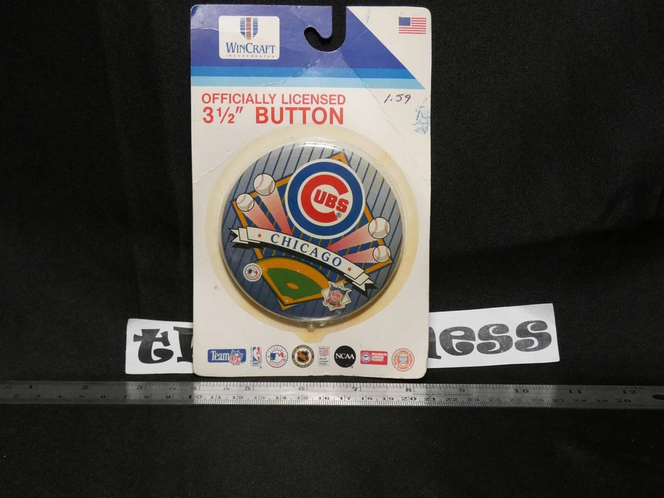 NIP Vintage Licensed WinCraft Chicago Cubs 3.5" Button Pinback MLB Baseball - Image 1 of 1