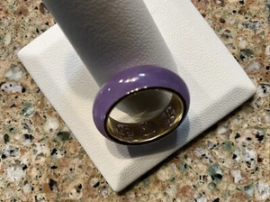 Vintage 14k Gold Lavender Jade Band Ring Hong Kong size 6 1/2 - Picture 1 of 7
