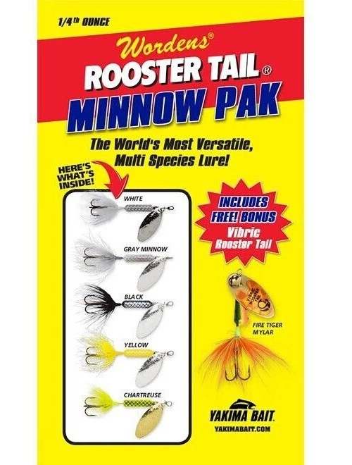 Worden's 1/4 Rooster Tail Minnow Spinner Pak (Lot of 6 Baits plus Box} - Image 1 of 1