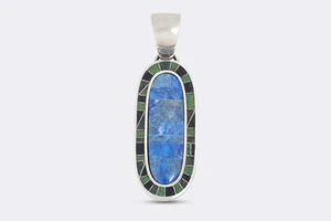 Carolyn Pollack 925 Silver Turquoise and Lapis Inlay Pendant (18.82g.) - Picture 1 of 2