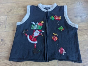 VINTAGE Crystal Kobe Pullover Weste Damen XXL Ugly Christmas Santa Perlen 90er - Bild 1 von 11
