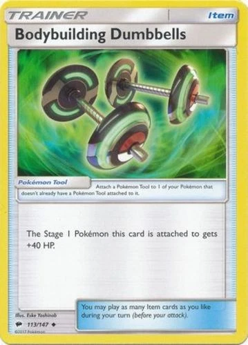 4x NM-Mint Bodybuilding Dumbbells - 113/147 - Uncommon Pokemon Burning Shadows - Image 1 of 1