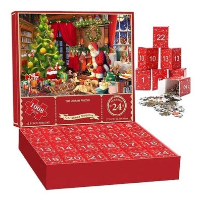 2025 Christmas Advent Calendar Puzzle 1008 Pieces, Santa Claus Jigsaw Puzzles - Image 1 of 4