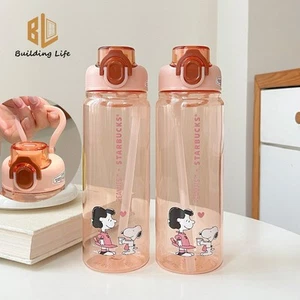 2025 Starbucks X Snoopy Pink Plastic Water Cup Lid with Handle Sports Cup 600ml - Picture 1 of 9