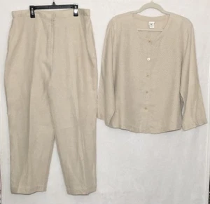 Eileen Fisher Damen 2 Stück Medium Top und große Hose 100% Leinen beige - Bild 1 von 11