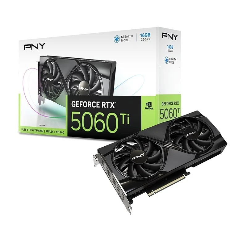 PNY GeForce RTX 5060 Ti Dual Fan 16GB GDDR7 DLSS4 HDMI/3*DisplayPort PCi Ex 5.0  - Immagine 1 di 1