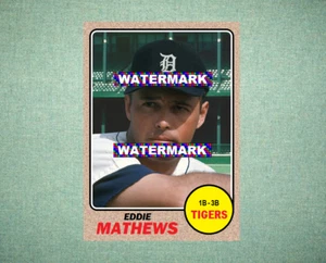 Eddie Mathews Detroit Tigers 1968 Style Custom Baseball Art Card - Picture 1 of 2