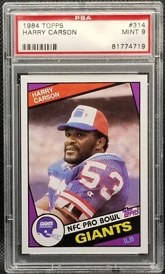 1984 Topps, PSA 9, HARRY CARSON, #314, New York Giants, PSA 9, Mint, HOF - Image 1 of 2