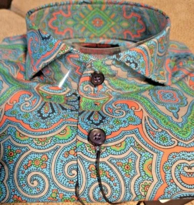 NWT Jared Lang men's Size Small Short sleeve button down shirt Fancy Paisley Ar - Image 1 of 4
