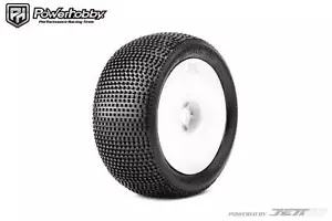 Powerhobby Block In 1/8 Truggy Mounted Tires White Dish Wheels (2) Ultra Soft - Picture 1 of 3