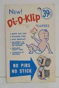 Pinzas de pañales vintage Di-D-Klips color crema NOS - Imagen 1 de 3