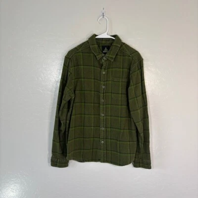 Prana Shirt Mens Medium Flannel Button Long Sleeve Green Plaid Gorpcore - Image 1 of 4