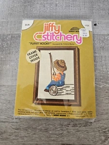 Jiffy Stitchery Cross Stitch Embroidery Kit Playin Hooky Fishing 624 Vtg 243e - Picture 1 of 6