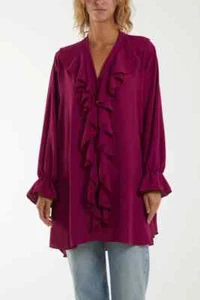 NOVA OF LONDON DAMEN VOLANT POLY CREPE ÜBERGROSSES SHIRT NEU (Ref. R) - Bild 1 von 2