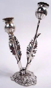 Salero y pimentero Buccellati tallo flores en soporte plata de ley italiana - Imagen 1 de 9