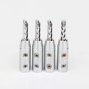 Rhodium Plated Screw Lock BFA-Z Banana Plug HIFI Audio Speaker Cable Connector - Picture 1 of 6