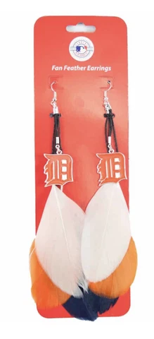 12 Pair Lot! Detroit Tigers MLB Fan Feather Earrings Stocking Stuffer New Sealed Cover