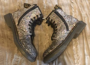 Dr DOC Martens 1460 Glitter Youth Girls Boots Size 1 Multicolor FREE SHIPPING - Picture 1 of 4