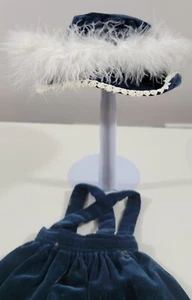 Vintage Handcrafted Velvet Doll Dress & Co-ordinating Hat with Faux Fur & Lace - Imagen 1 de 8