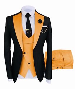Men's 3 Piece Suits Slim Fit Tuxedo Groomsmen Bestman Wedding Blazer+Vest+Pants