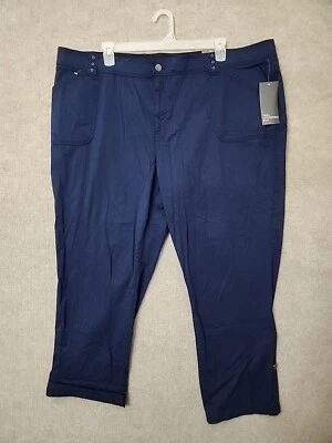 Pantalones convertibles Avenue Twill para mujer 26 azul marino algodón elástico NUEVO Foto 1 de 4