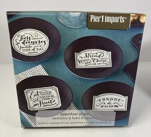 Pier 1 Imports Appetizer Plates Set of 4 NEW In Box - Picture 1 of 5