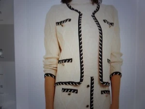 NWT Latest MISOOK Contrast Trim knit jacket & skirt tan , sz S, $600! - Picture 1 of 16