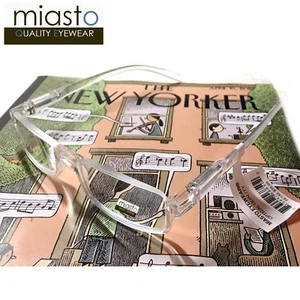 OCCHIALI DA LETTURA MIASTO TOP SENZA MONTATURA RETTANGOLARE MEZZO LETTORE + 2,00 GRANDI MONTATURE TRASPARENTI - Foto 1 di 2