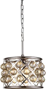 Chandelier Pendant Golden Teak Crystal Polished Nickel Ceiling Light Fixture 12" - Picture 1 of 2