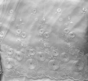 Genuine Vintage Embroidered Organza Beaded & Sequined 5 yard piece 1980/90 52” W - Picture 1 of 8