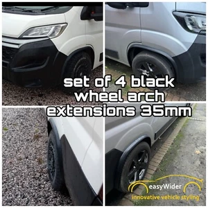 flat Black 35mm wheel arch extensions fits Fiat Ducato Citroen Relay flare trim - Picture 1 of 17