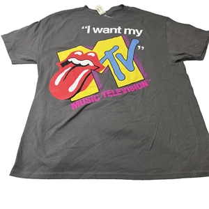 Camiseta MTV Unisex: Rolling Stones I Want My MTV Talla Grande S/S Camiseta Gris Nueva - Imagen 1 de 11