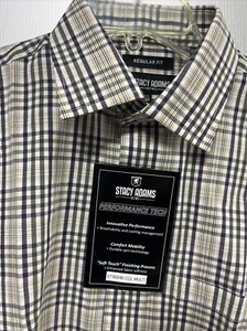Stacy Adams Men’s M 15 1/2-34/35 Long Sleeve Dress Shirt Checker Print - New - Picture 1 of 14