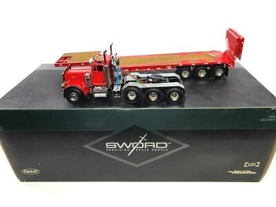 Peterbilt 379 with Nelson Ramp Trailer - Red - Sword 1:50 Scale #SW2027-R New - Image 1 of 4