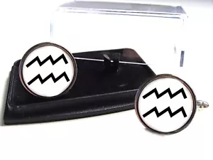 ZODIAC STAR BIRTH SIGN AQUARIUS THE WATER-BEARER BIRTHDAY MENS CUFFLINKS GIFT - Picture 1 of 1