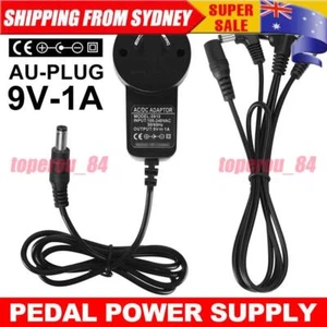 Guitar Pedal Power Supply Adapter Charge DC 9V 1A 3-Way Daisy Chain Cable Cords - Picture 1 of 7