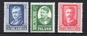 Iceland Sc 284-286 1954 Hannes Hafstein stamp set mint - Picture 1 of 1
