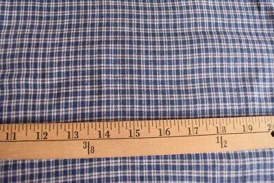 NAVY  BLUE  & TAN CHECKS   100% COTTON FABRIC  29X44   INCHES - Image 1 of 2