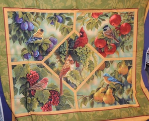 Birds Cotton fabric panel 30x37 inches - Picture 1 of 2